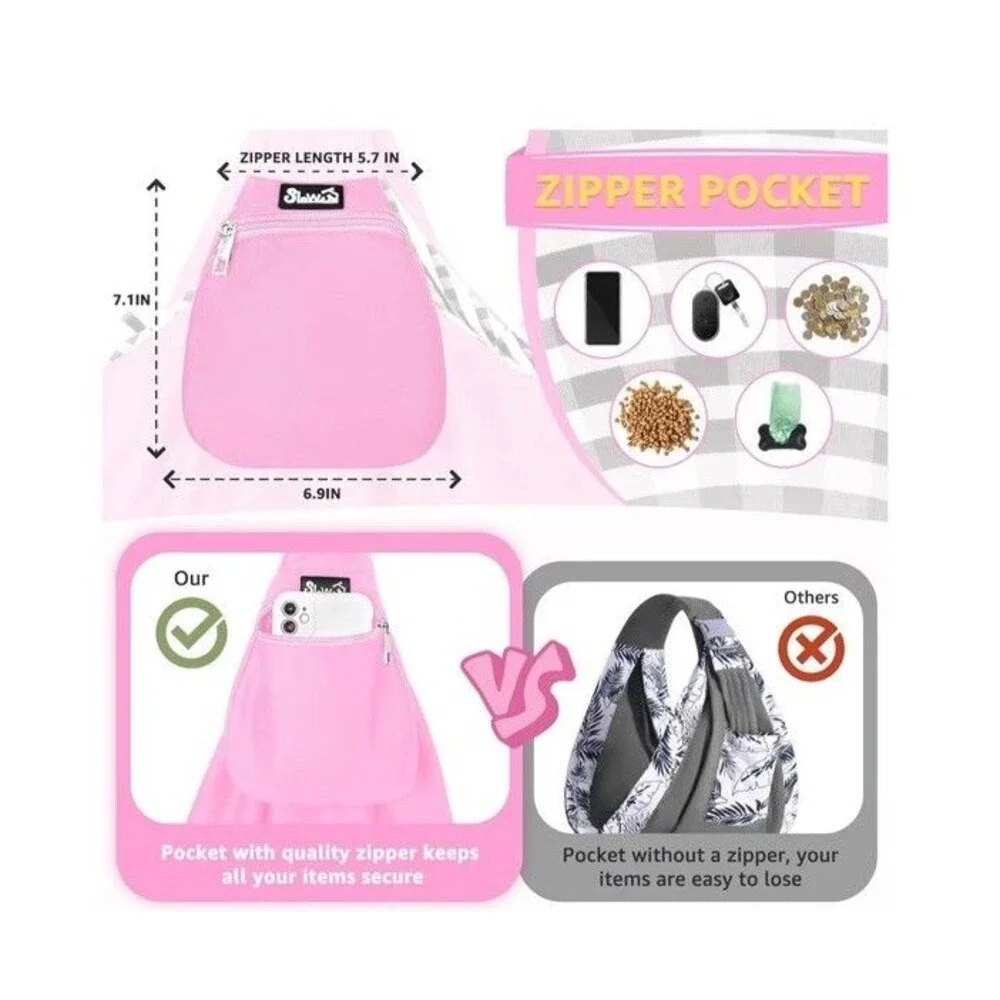 Pet Sling, Hand Free Dog Sling Carrier Adjustable Padded Strap Tote Bag, Shou...